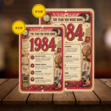 1984 The Year You Were Born Aluminum Sign – Vintage Birthday & Anniversary Gift