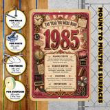 1985 The Year You Were Born Aluminum Sign – Vintage Birthday & Anniversary Gift
