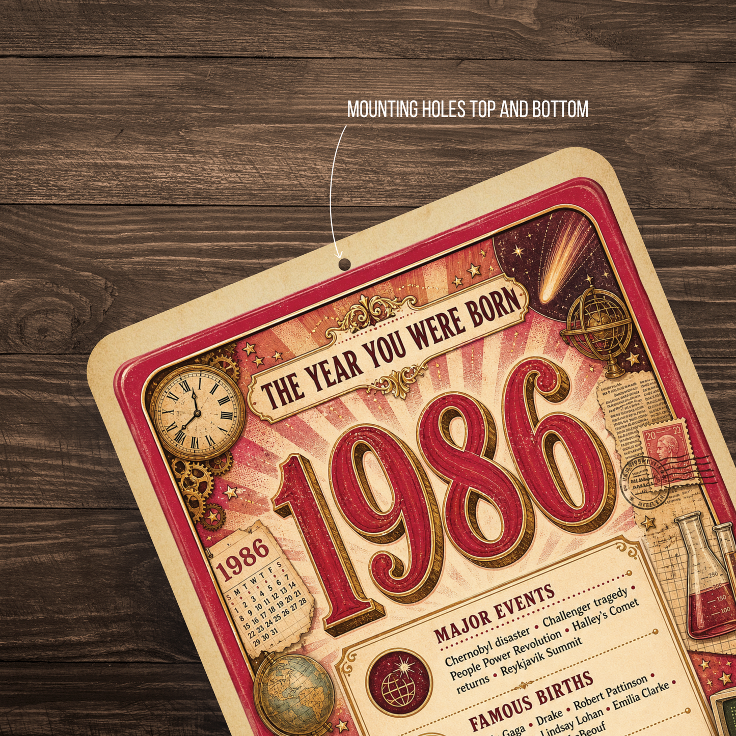 1986 The Year You Were Born Aluminum Sign – Vintage Birthday & Anniversary Gift