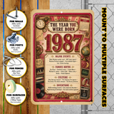 1987 The Year You Were Born Aluminum Sign – Vintage Birthday & Anniversary Gift
