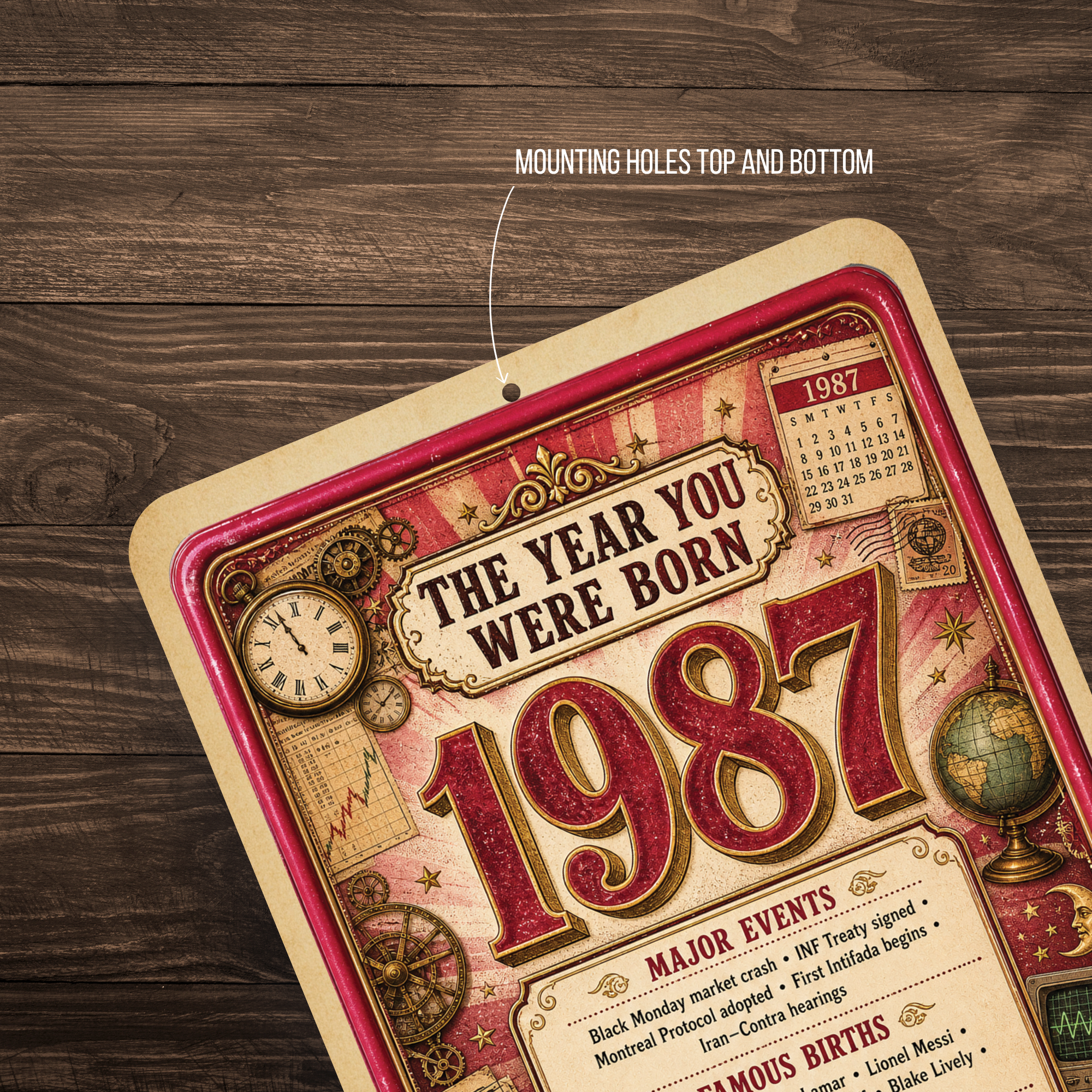 1987 The Year You Were Born Aluminum Sign – Vintage Birthday & Anniversary Gift