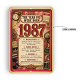 1987 The Year You Were Born Aluminum Sign – Vintage Birthday & Anniversary Gift