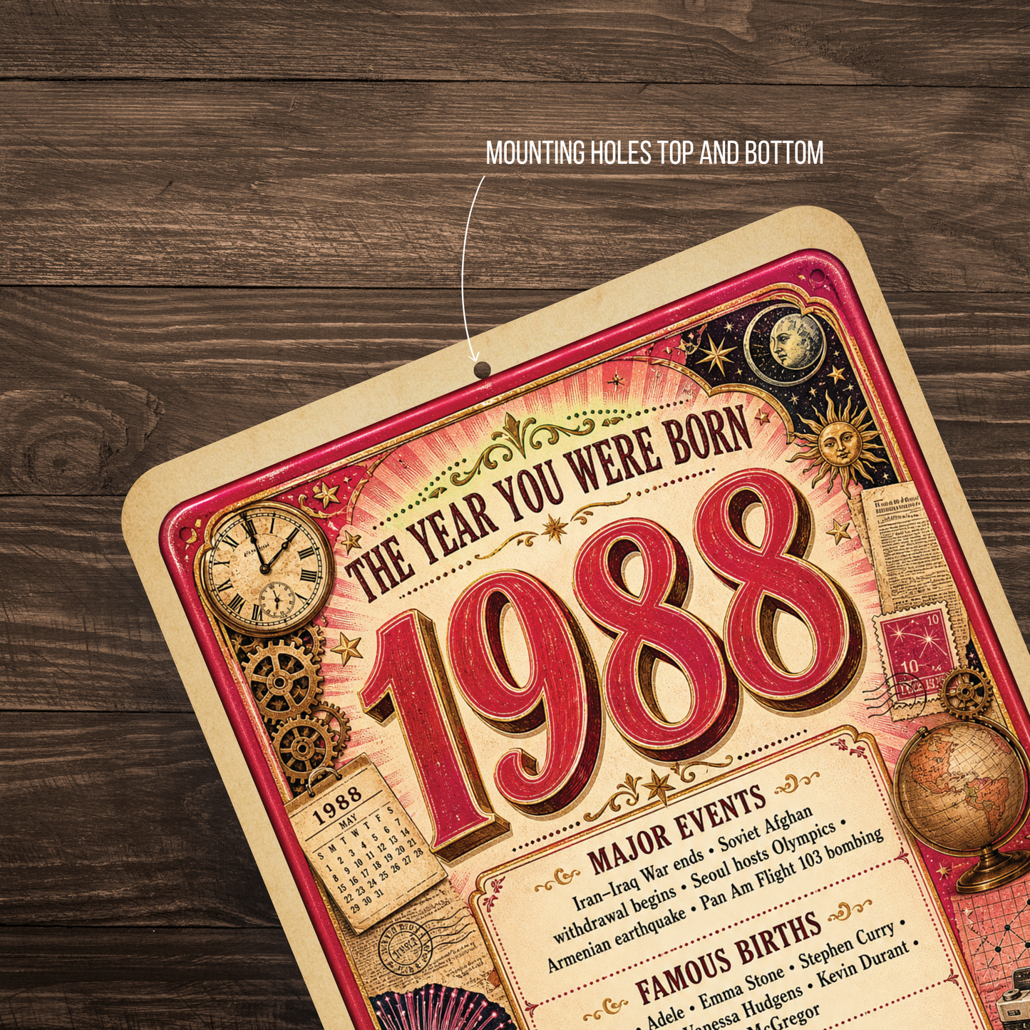 1988 The Year You Were Born Aluminum Sign – Vintage Birthday & Anniversary Gift