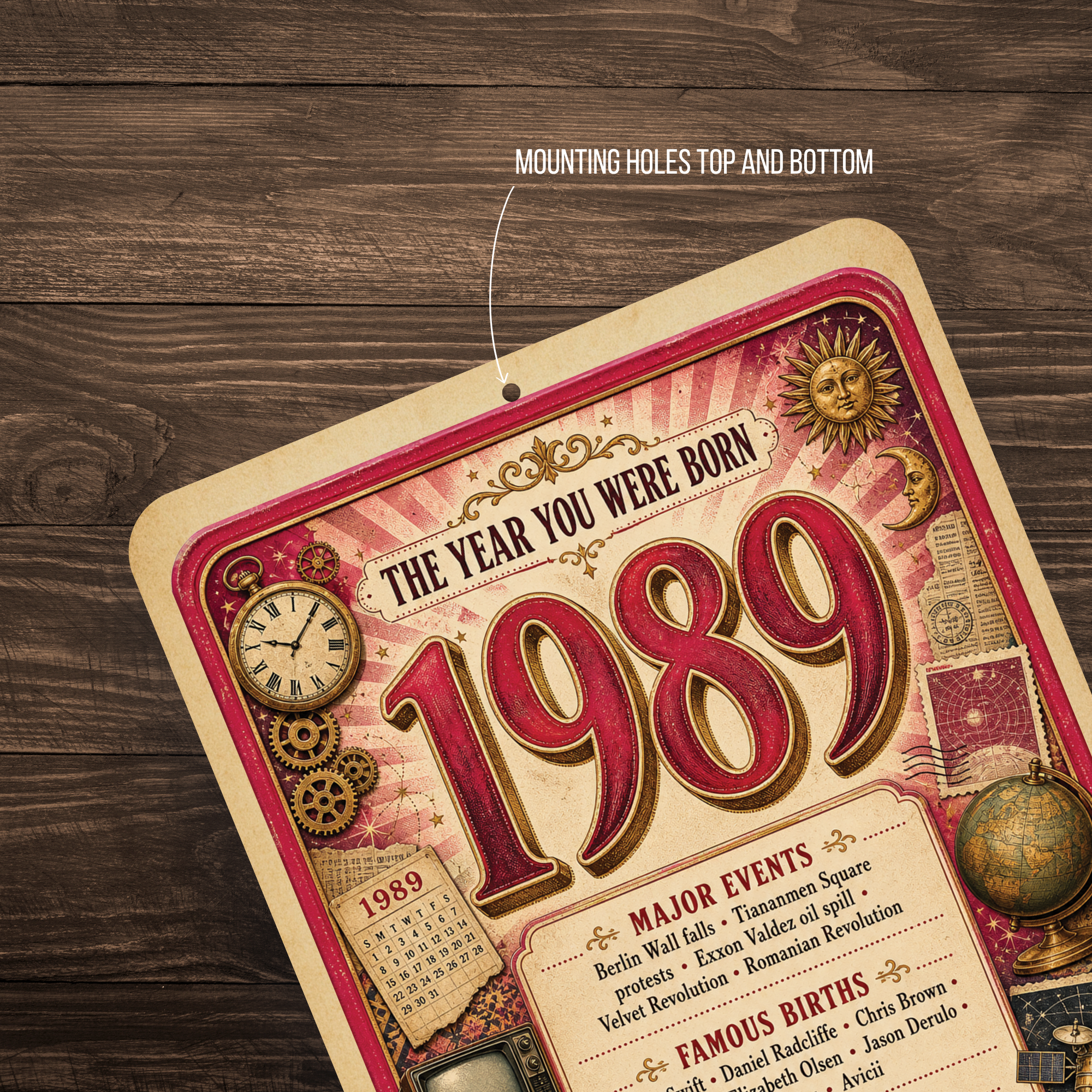 1989 The Year You Were Born Aluminum Sign – Vintage Birthday & Anniversary Gift