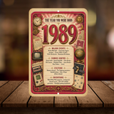 1989 The Year You Were Born Aluminum Sign – Vintage Birthday & Anniversary Gift