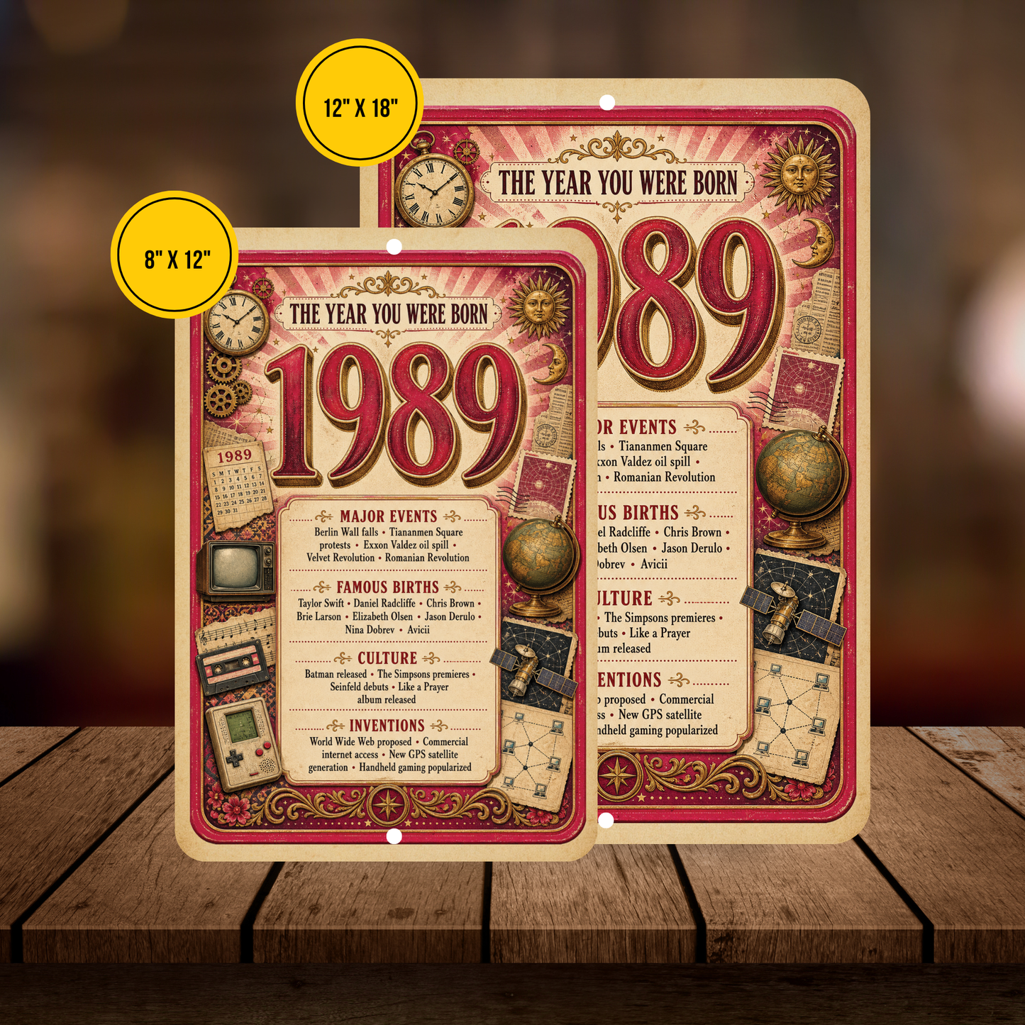 1989 The Year You Were Born Aluminum Sign – Vintage Birthday & Anniversary Gift