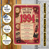 1994 The Year You Were Born Aluminum Sign – Vintage Birthday & Anniversary Gift