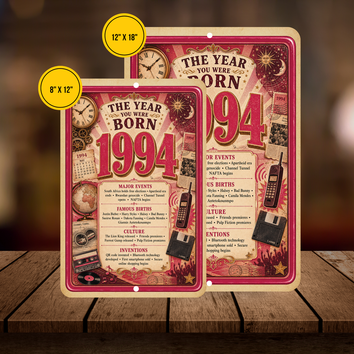 1994 The Year You Were Born Aluminum Sign – Vintage Birthday & Anniversary Gift