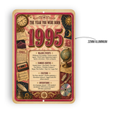 1995 The Year You Were Born Aluminum Sign – Vintage Birthday & Anniversary Gift