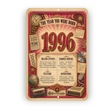 1996 The Year You Were Born Aluminum Sign – Vintage Birthday & Anniversary Gift
