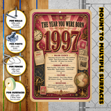 1997 The Year You Were Born Aluminum Sign – Vintage Birthday & Anniversary Gift