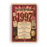 1997 The Year You Were Born Aluminum Sign – Vintage Birthday & Anniversary Gift