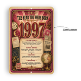 1997 The Year You Were Born Aluminum Sign – Vintage Birthday & Anniversary Gift