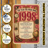 1998 The Year You Were Born Aluminum Sign – Vintage Birthday & Anniversary Gift