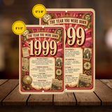 1999 The Year You Were Born Aluminum Sign – Vintage Birthday & Anniversary Gift