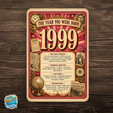 1999 The Year You Were Born Aluminum Sign – Vintage Birthday & Anniversary Gift