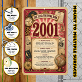 2001 The Year You Were Born Aluminum Sign – Vintage Birthday & Anniversary Gift