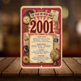 2001 The Year You Were Born Aluminum Sign – Vintage Birthday & Anniversary Gift