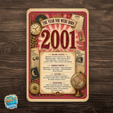 2001 The Year You Were Born Aluminum Sign – Vintage Birthday & Anniversary Gift