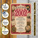 2002 The Year You Were Born Aluminum Sign – Vintage Birthday & Anniversary Gift