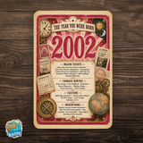 2002 The Year You Were Born Aluminum Sign – Vintage Birthday & Anniversary Gift