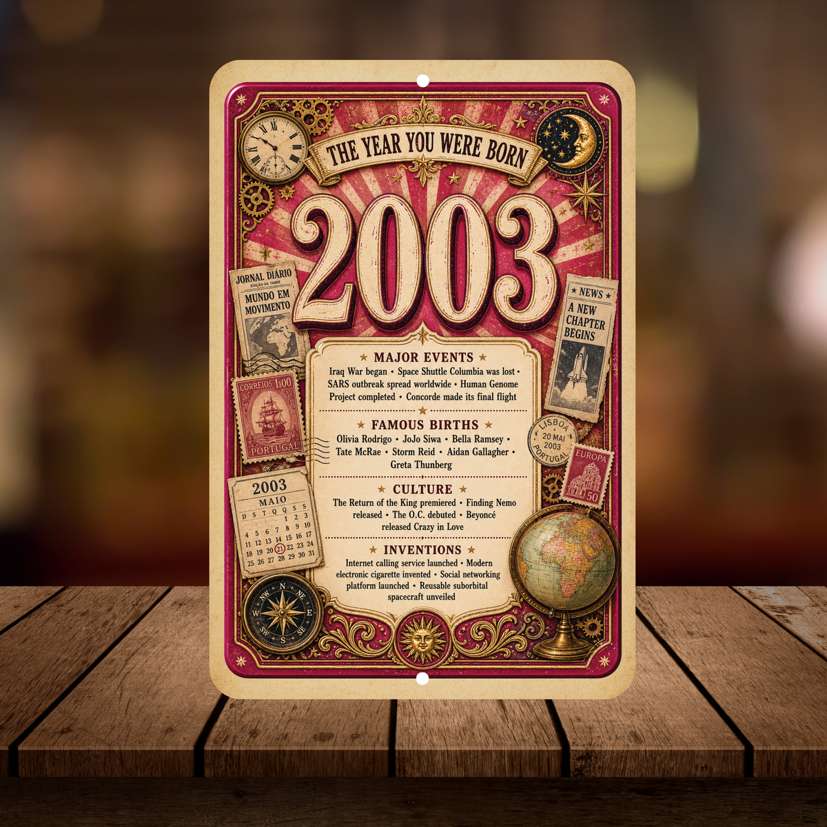 2003 The Year You Were Born Aluminum Sign – Vintage Birthday & Anniversary Gift
