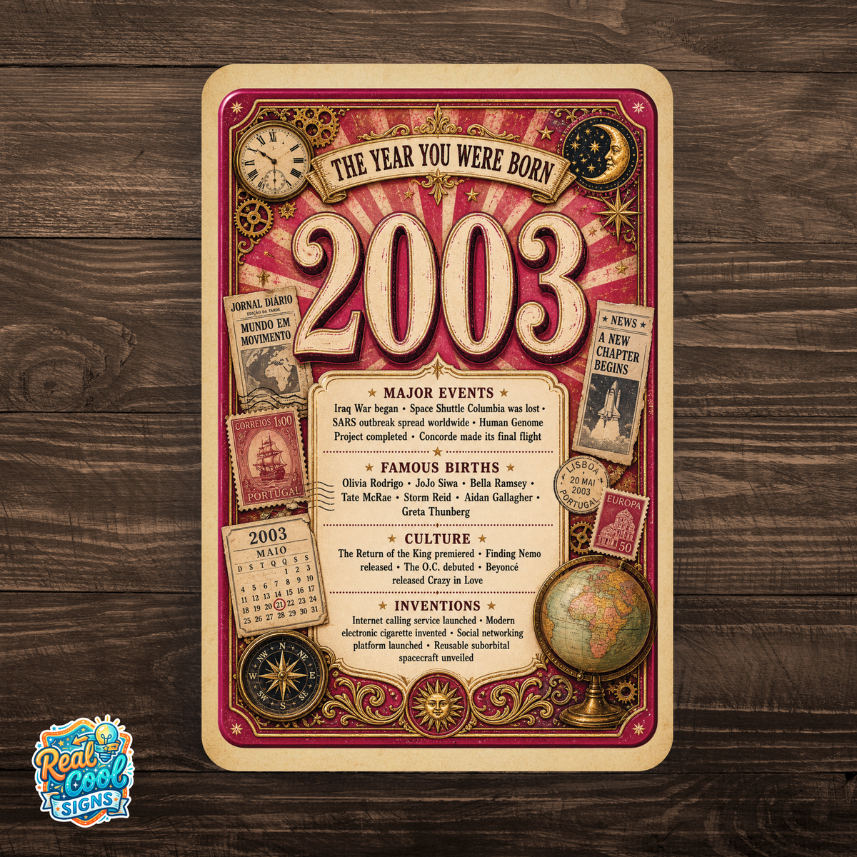 2003 The Year You Were Born Aluminum Sign – Vintage Birthday & Anniversary Gift
