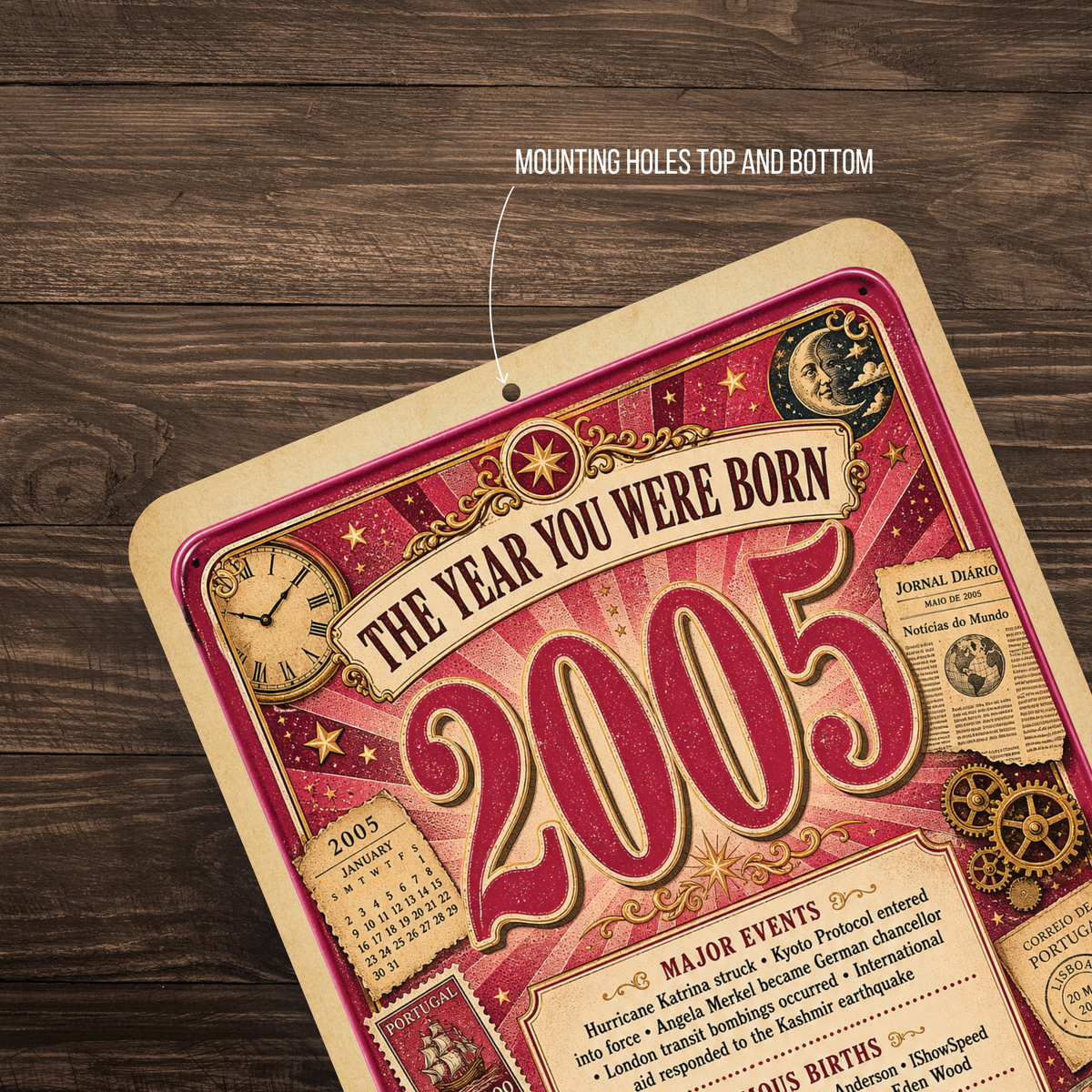 2005 The Year You Were Born Aluminum Sign – Vintage Birthday & Anniversary Gift