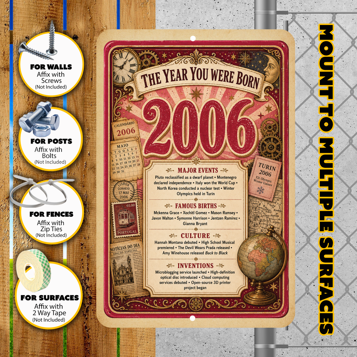 2006 The Year You Were Born Aluminum Sign – Vintage Birthday & Anniversary Gift