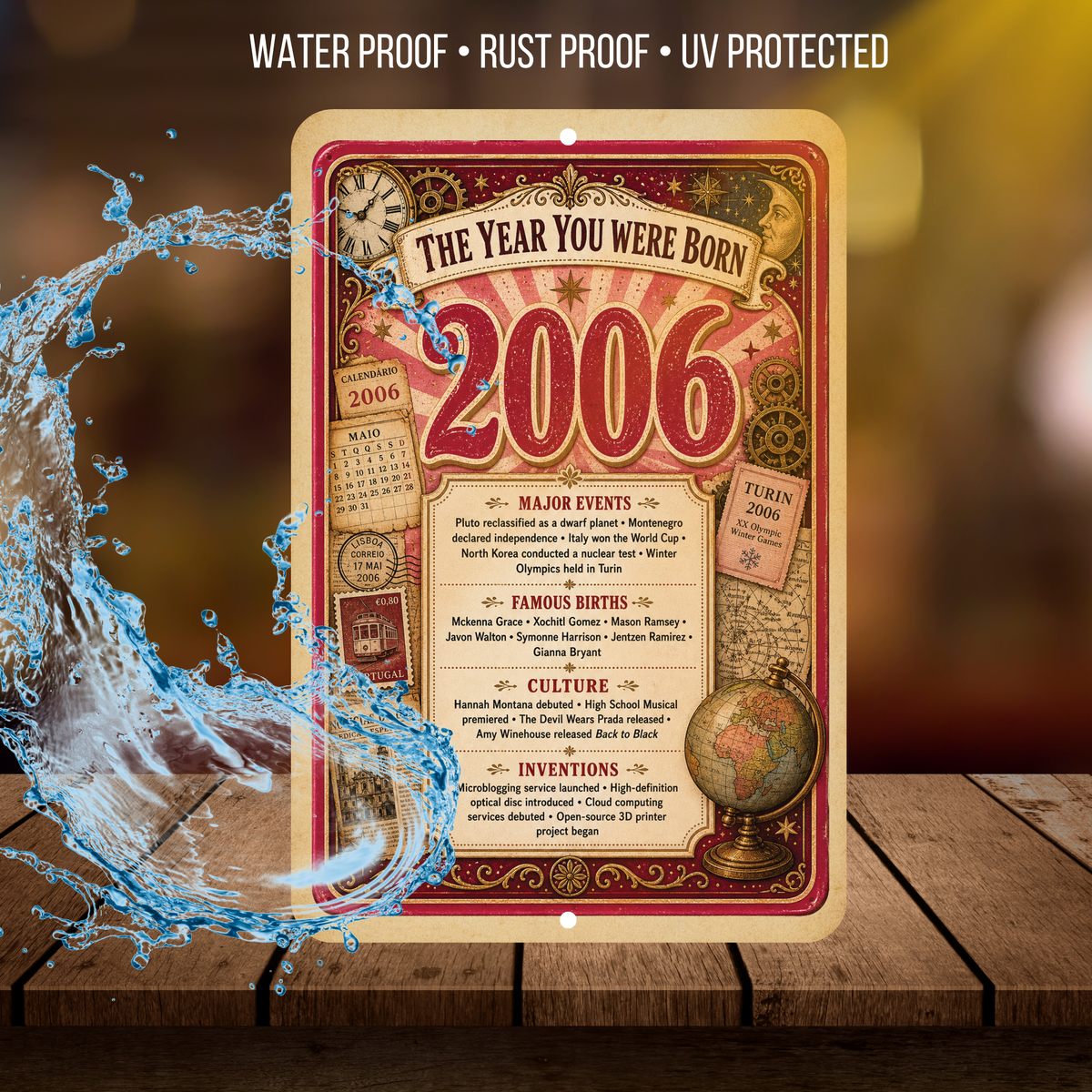 2006 The Year You Were Born Aluminum Sign – Vintage Birthday & Anniversary Gift