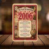2006 The Year You Were Born Aluminum Sign – Vintage Birthday & Anniversary Gift