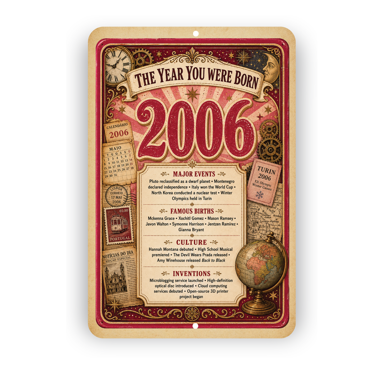 2006 The Year You Were Born Aluminum Sign – Vintage Birthday & Anniversary Gift