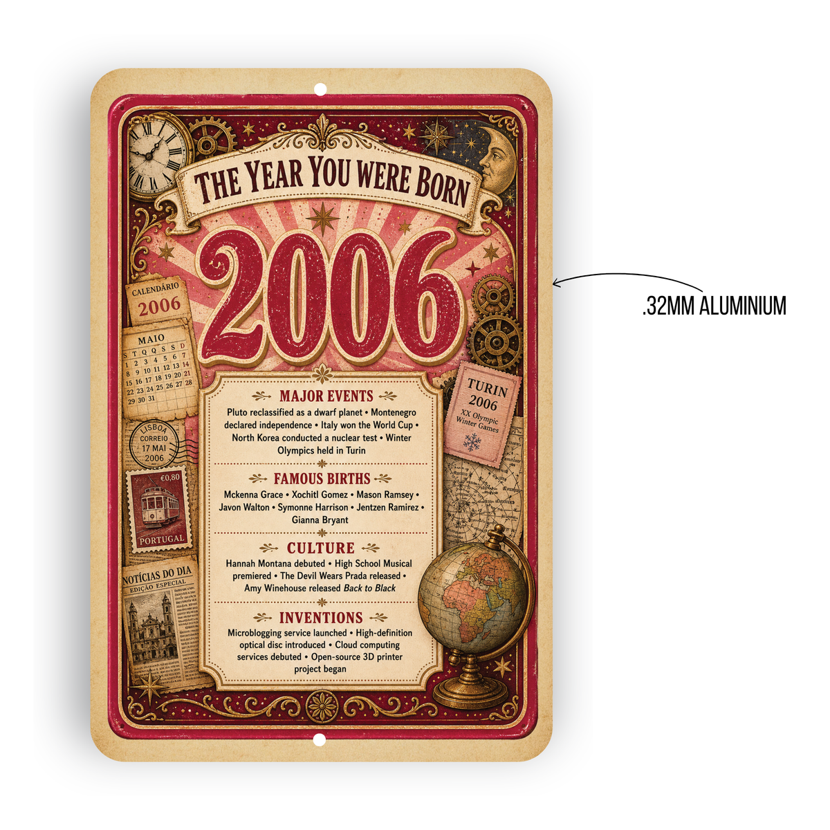 2006 The Year You Were Born Aluminum Sign – Vintage Birthday & Anniversary Gift