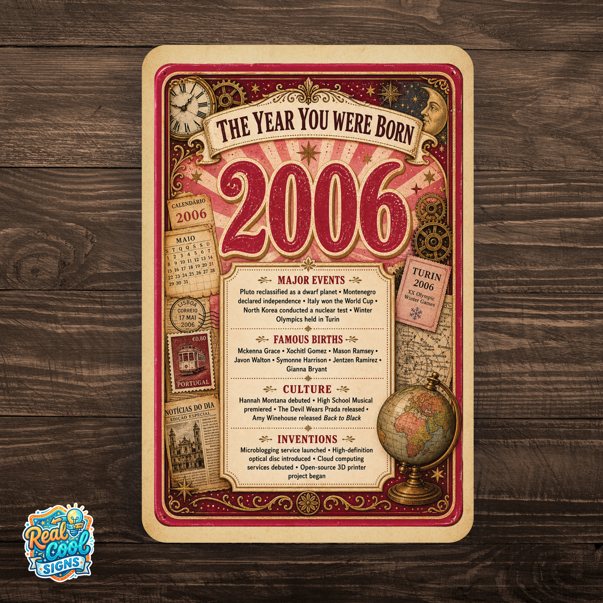 2006 The Year You Were Born Aluminum Sign – Vintage Birthday & Anniversary Gift