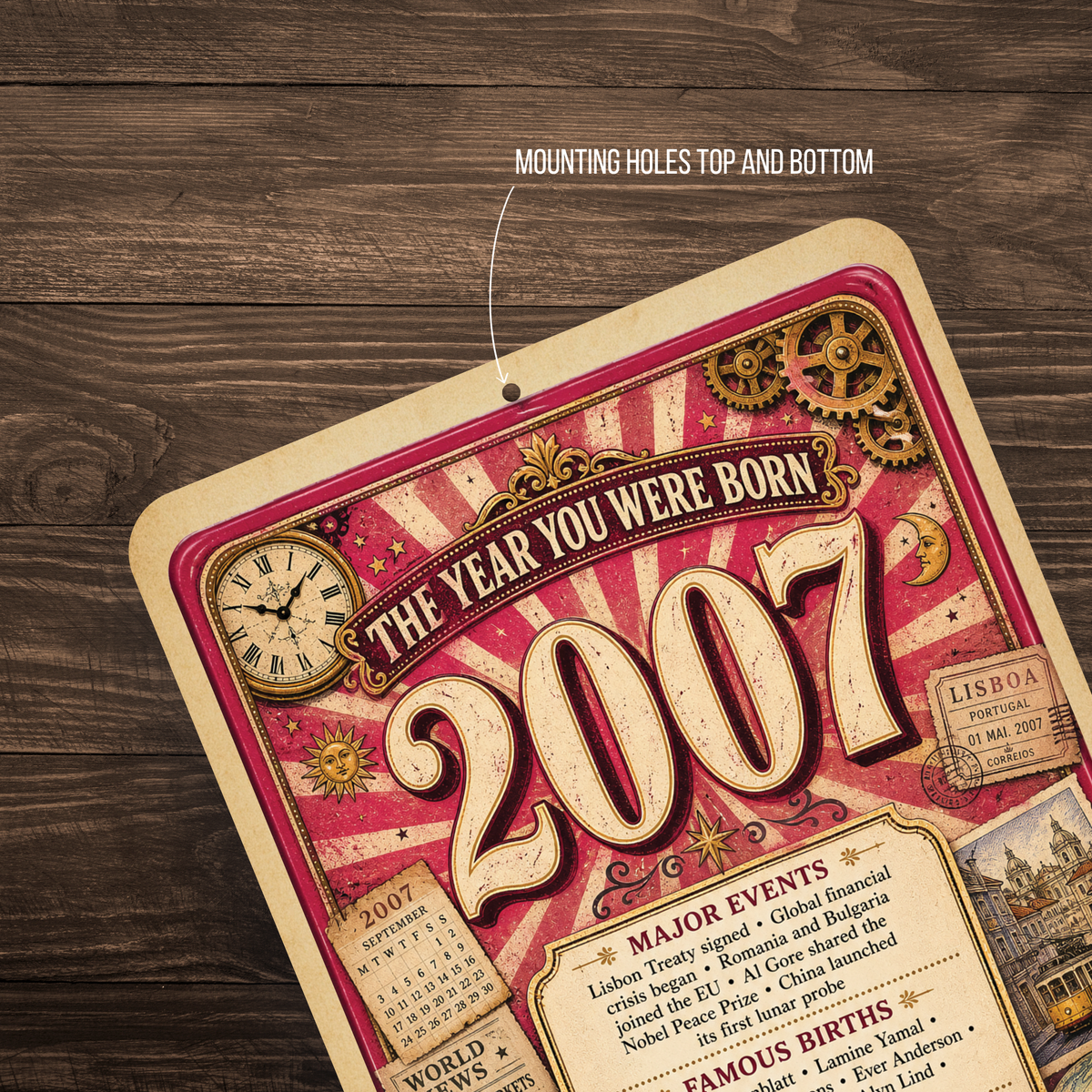 2007 The Year You Were Born Aluminum Sign – Vintage Birthday & Anniversary Gift