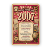 2007 The Year You Were Born Aluminum Sign – Vintage Birthday & Anniversary Gift