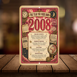 2008 The Year You Were Born Aluminum Sign – Vintage Birthday & Anniversary Gift