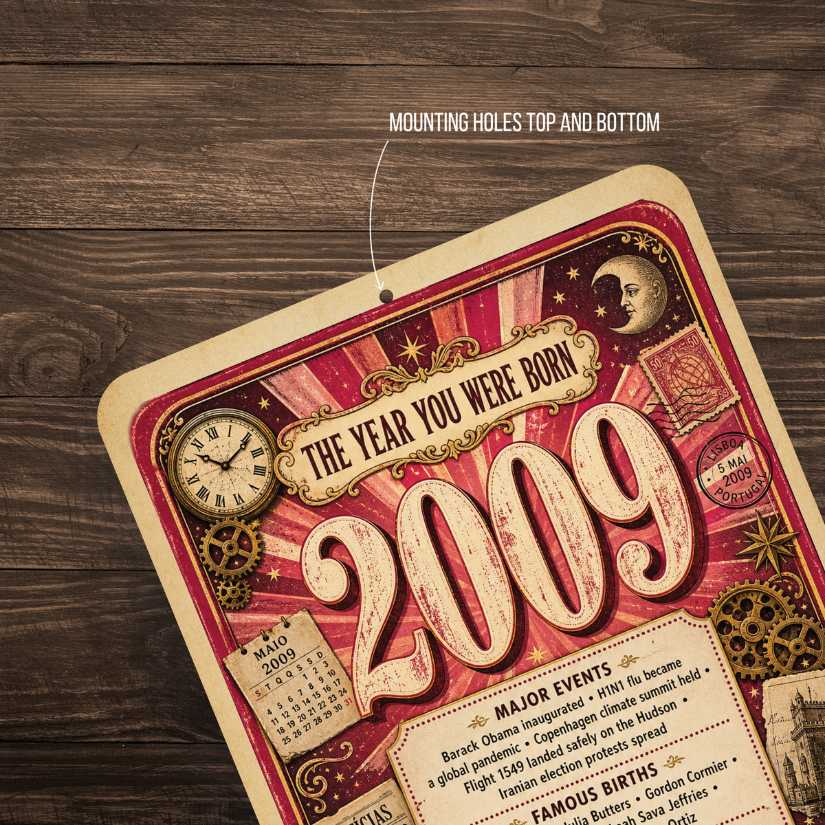 2009 The Year You Were Born Aluminum Sign – Vintage Birthday & Anniversary Gift