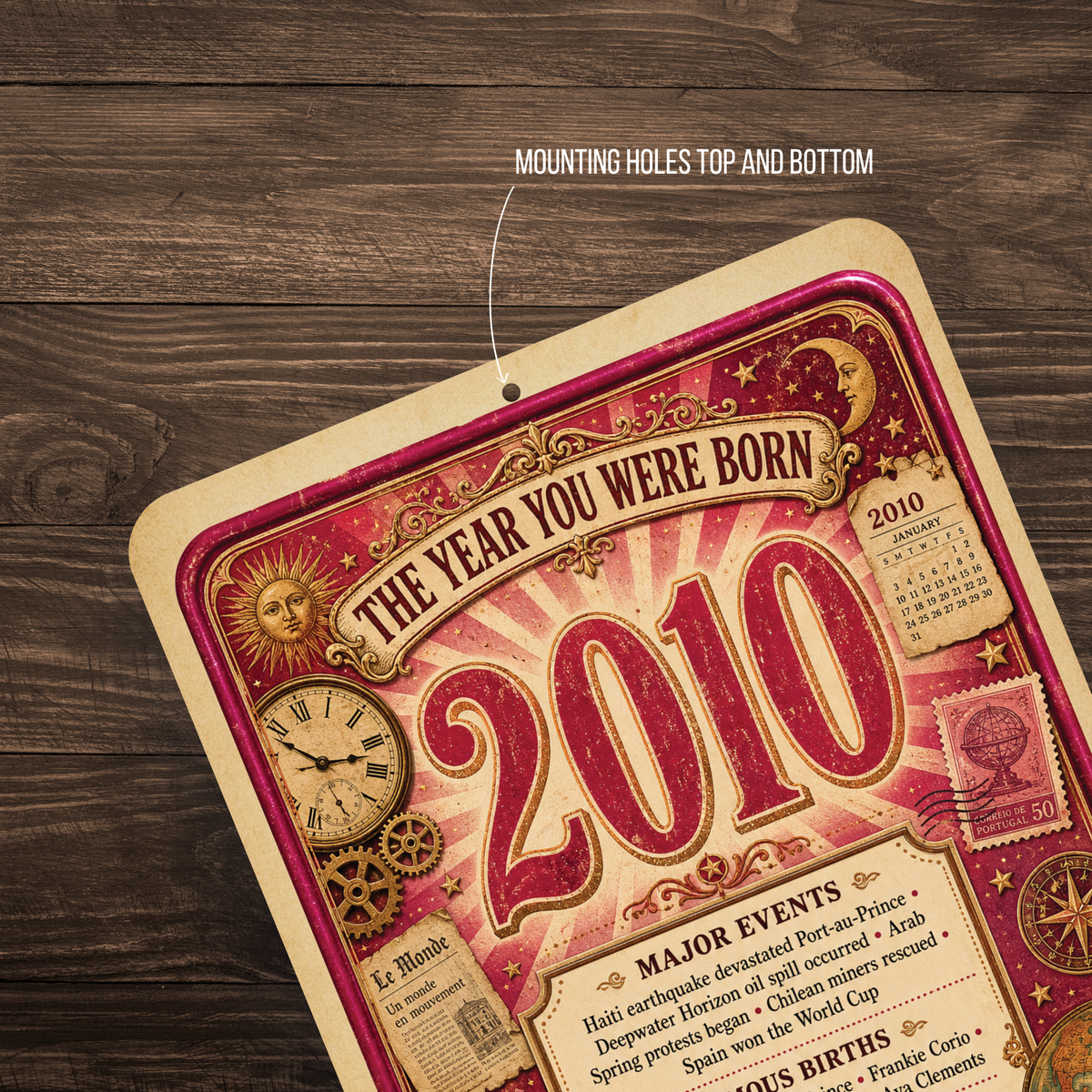 2010 The Year You Were Born Aluminum Sign – Vintage Birthday & Anniversary Gift