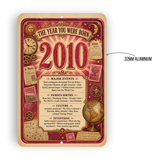 2010 The Year You Were Born Aluminum Sign – Vintage Birthday & Anniversary Gift