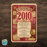 2010 The Year You Were Born Aluminum Sign – Vintage Birthday & Anniversary Gift