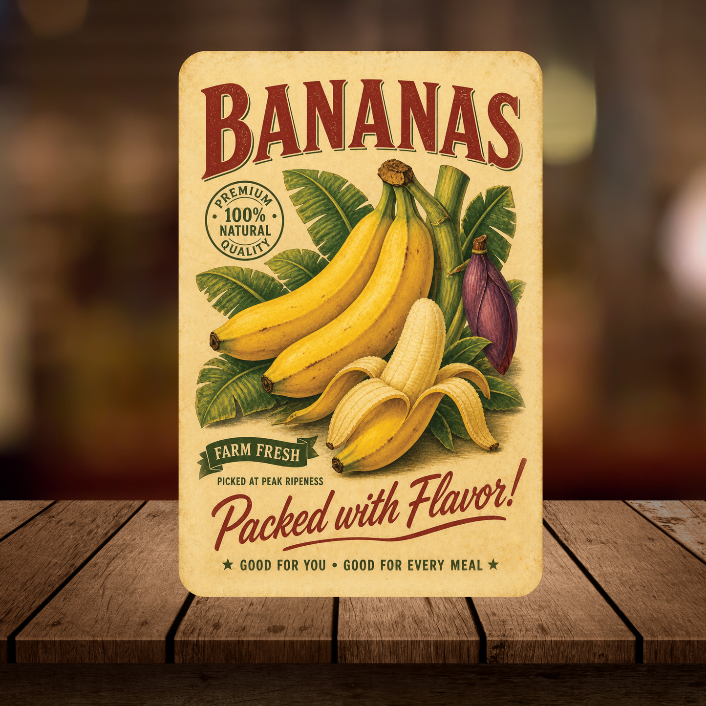 Vintage Bananas Farm Fresh Aluminum Sign