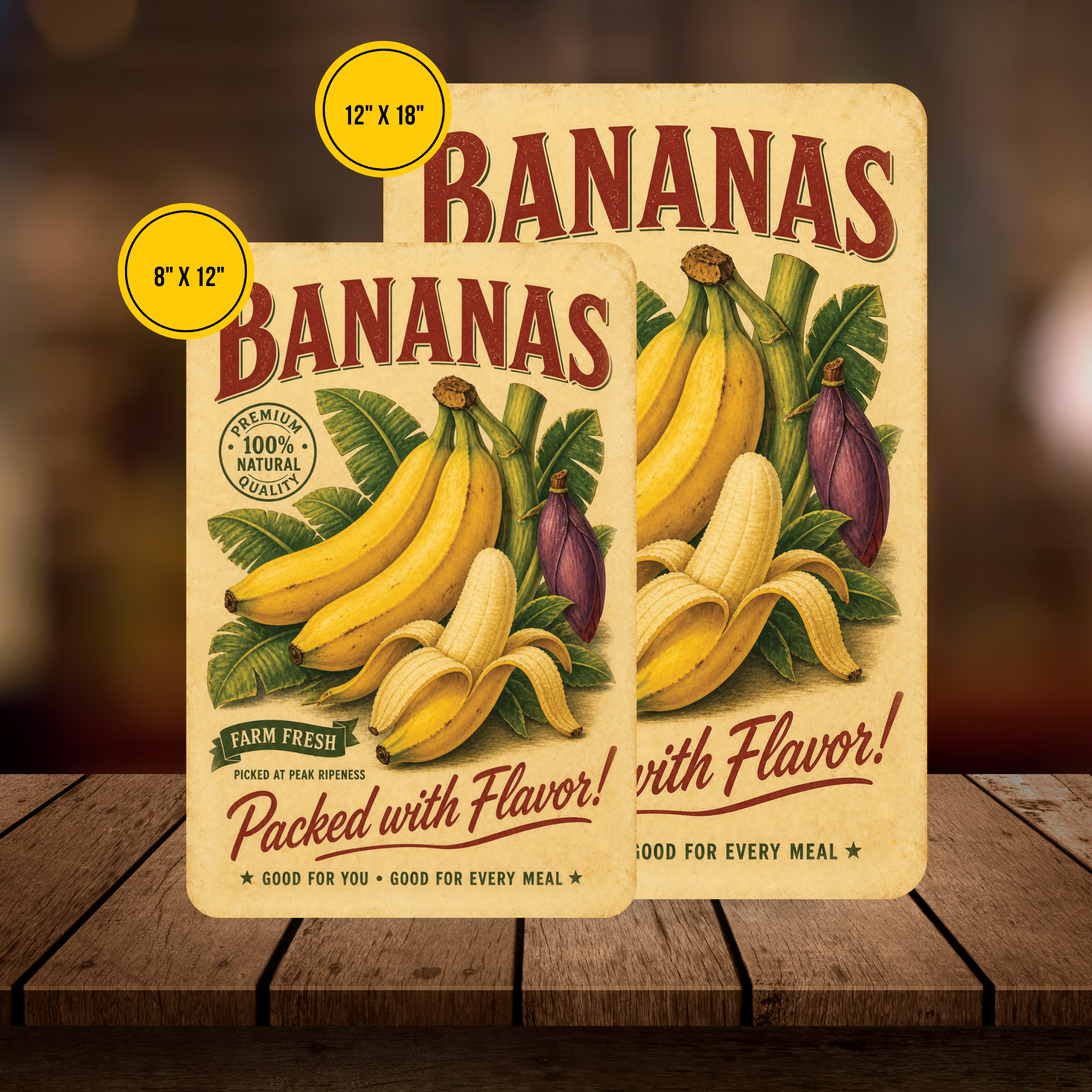 Vintage Bananas Farm Fresh Aluminum Sign