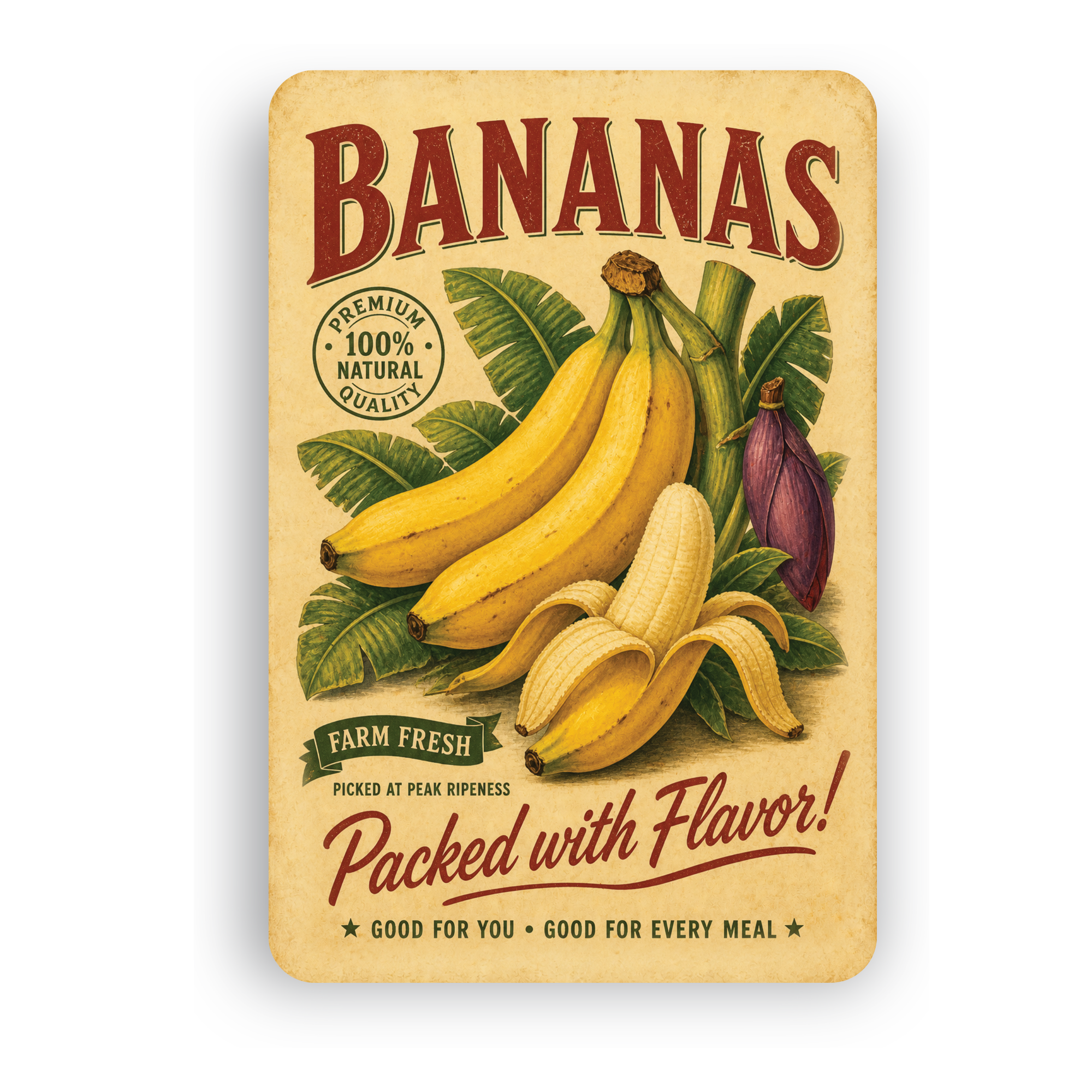 Vintage Bananas Farm Fresh Aluminum Sign