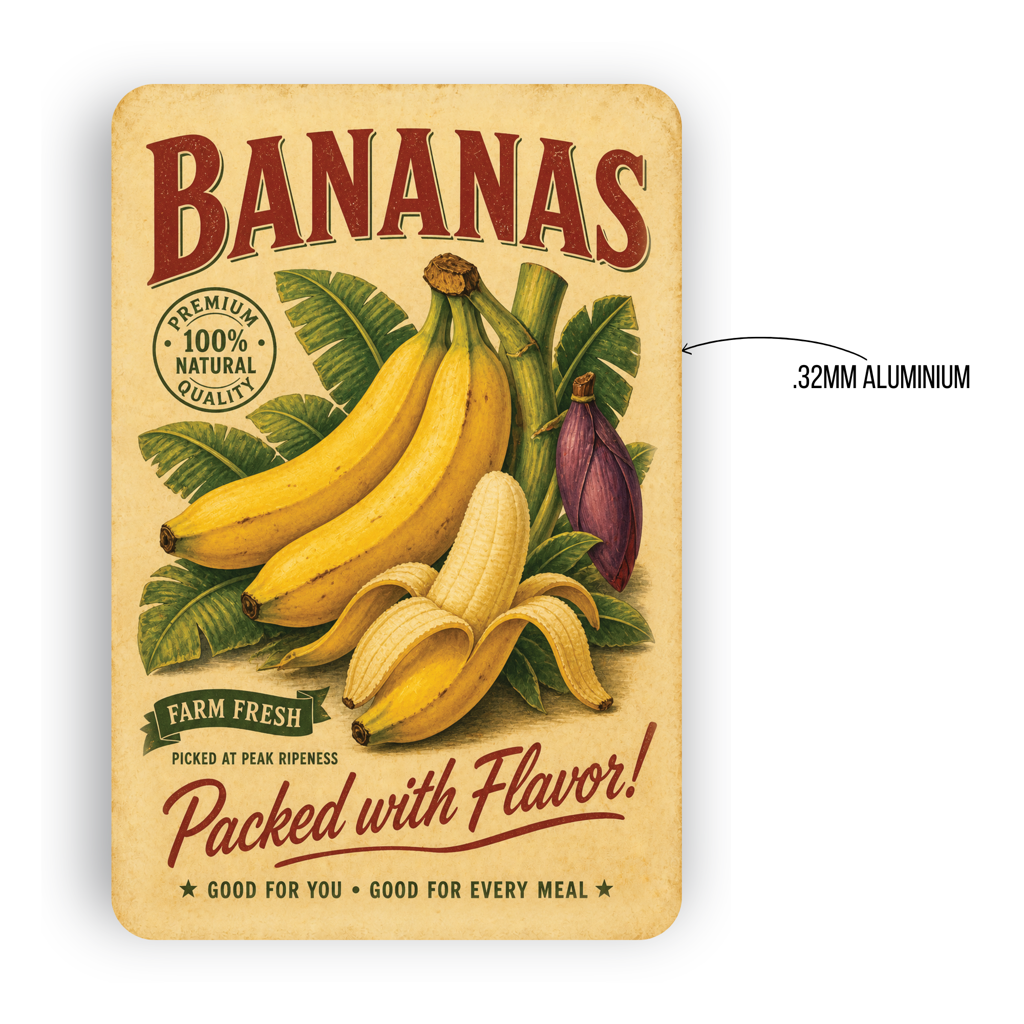 Vintage Bananas Farm Fresh Aluminum Sign