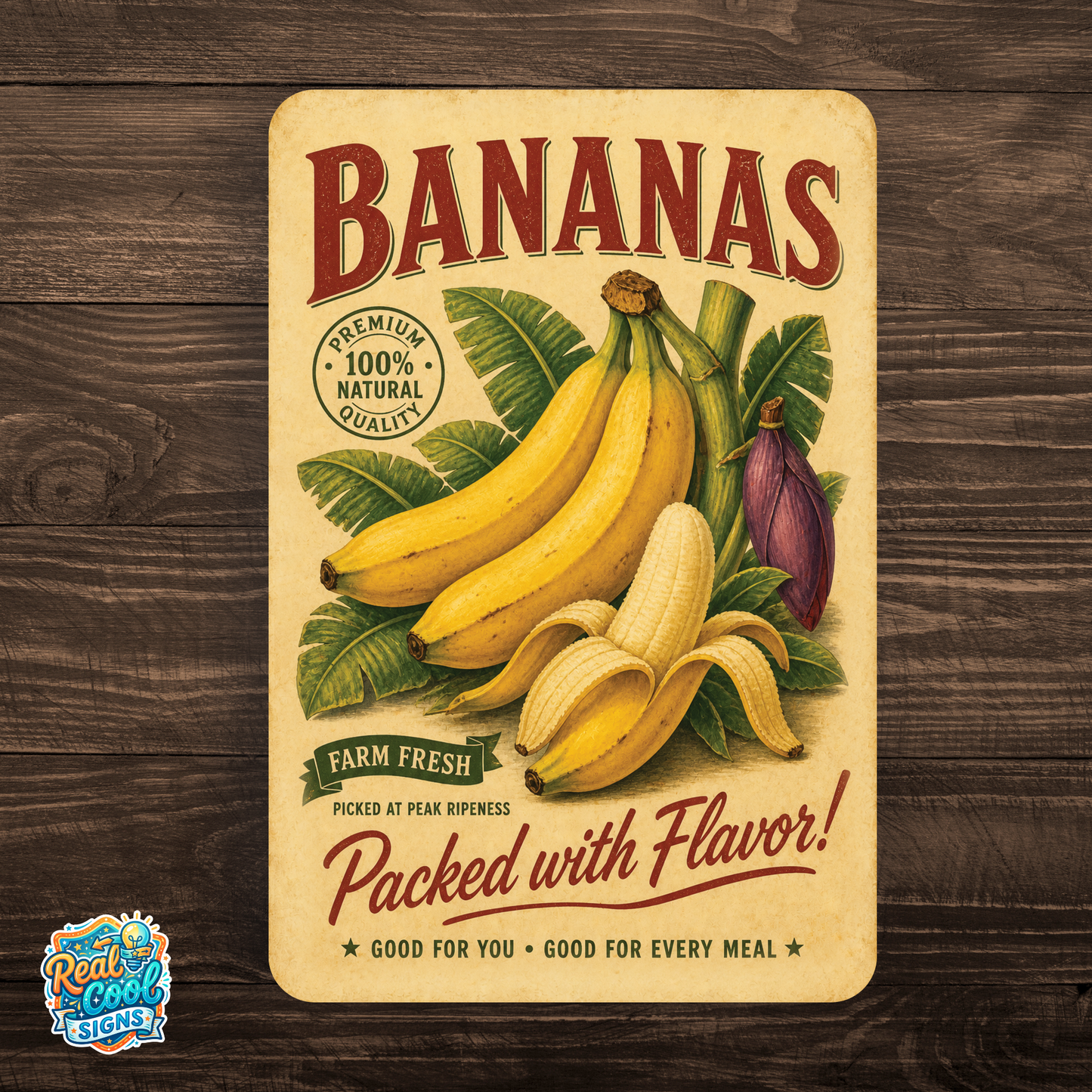 Vintage Bananas Farm Fresh Aluminum Sign