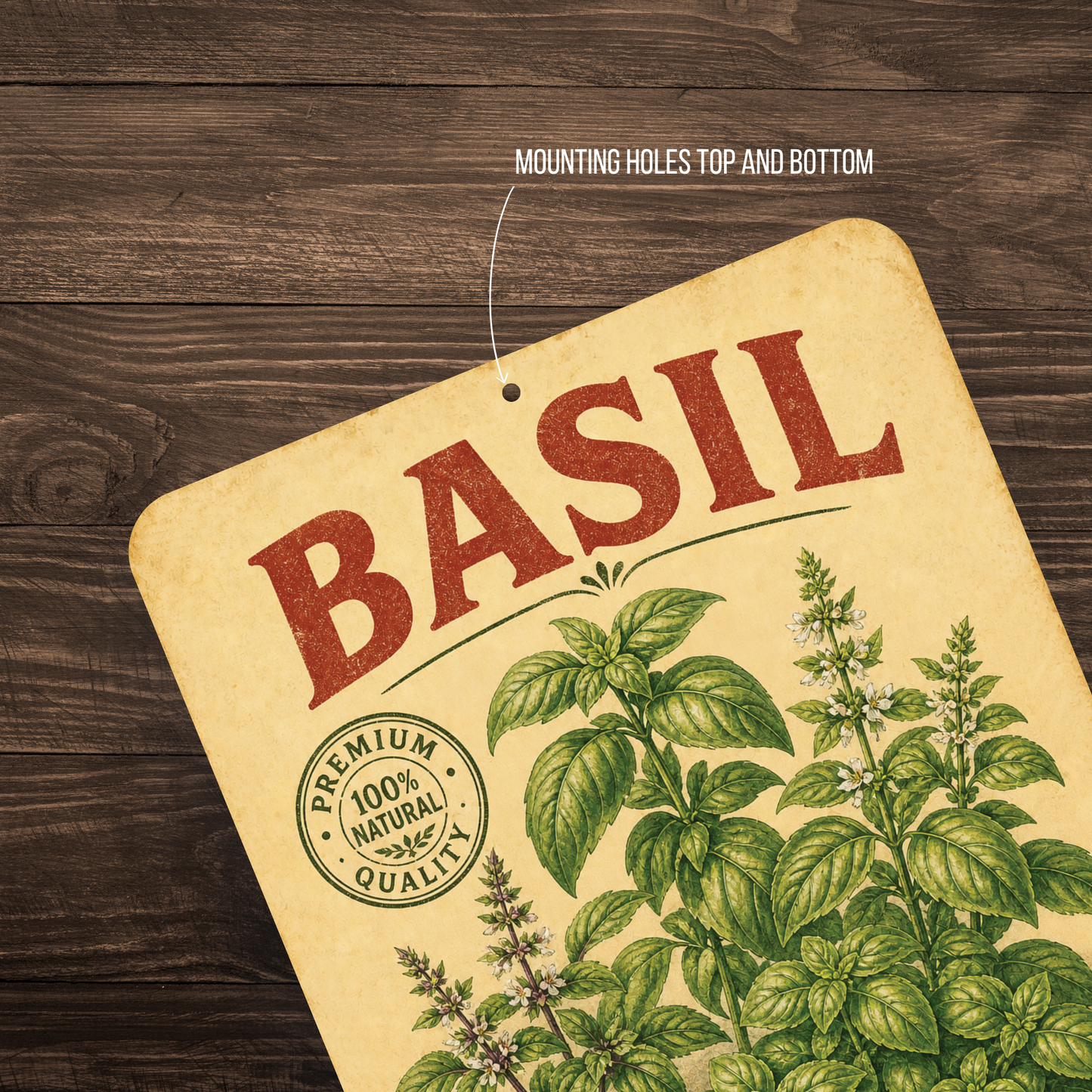 Vintage Basil Farm Fresh Aluminum Sign