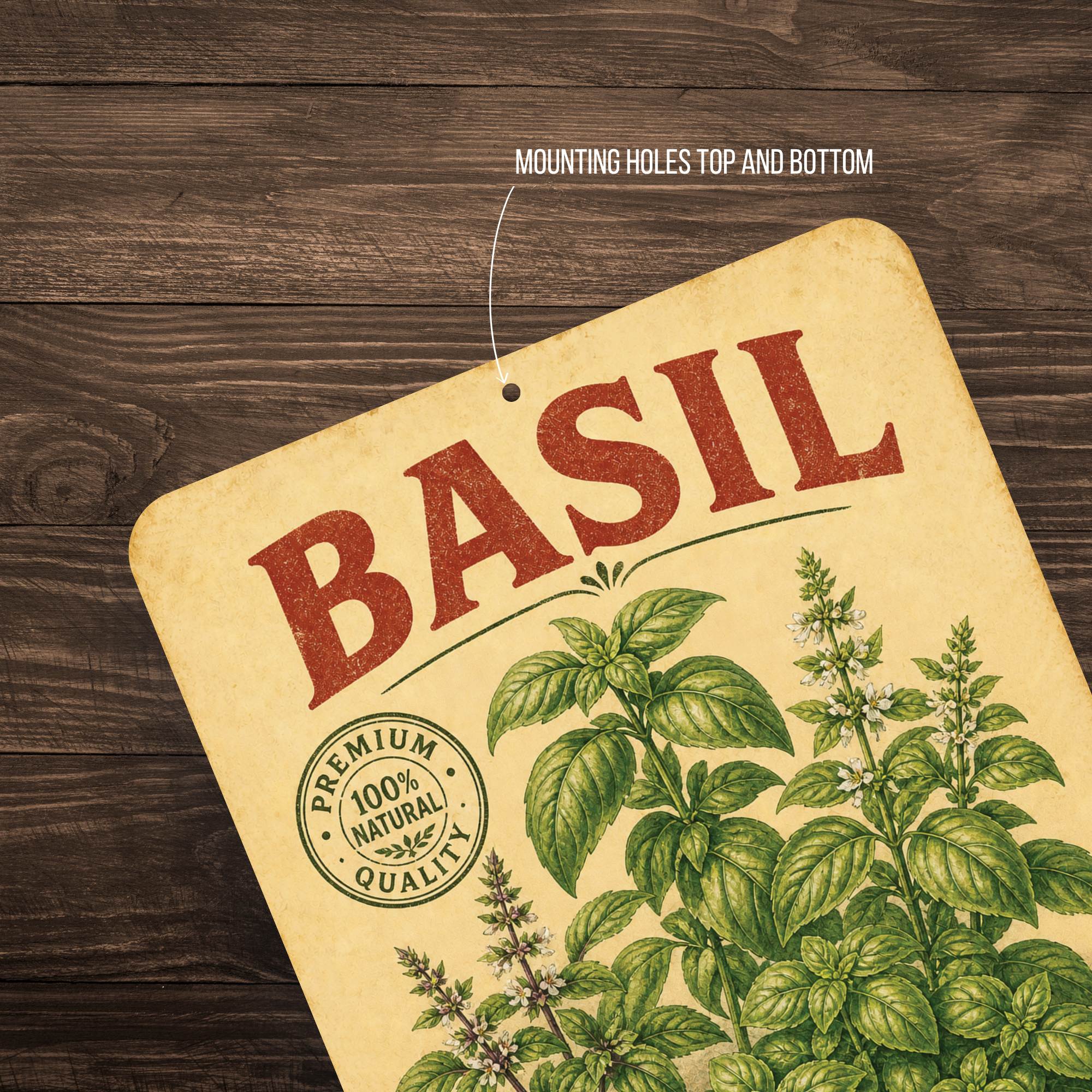 Vintage Basil Farm Fresh Aluminum Sign