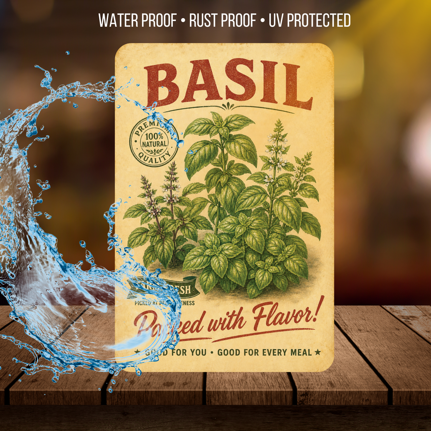 Vintage Basil Farm Fresh Aluminum Sign