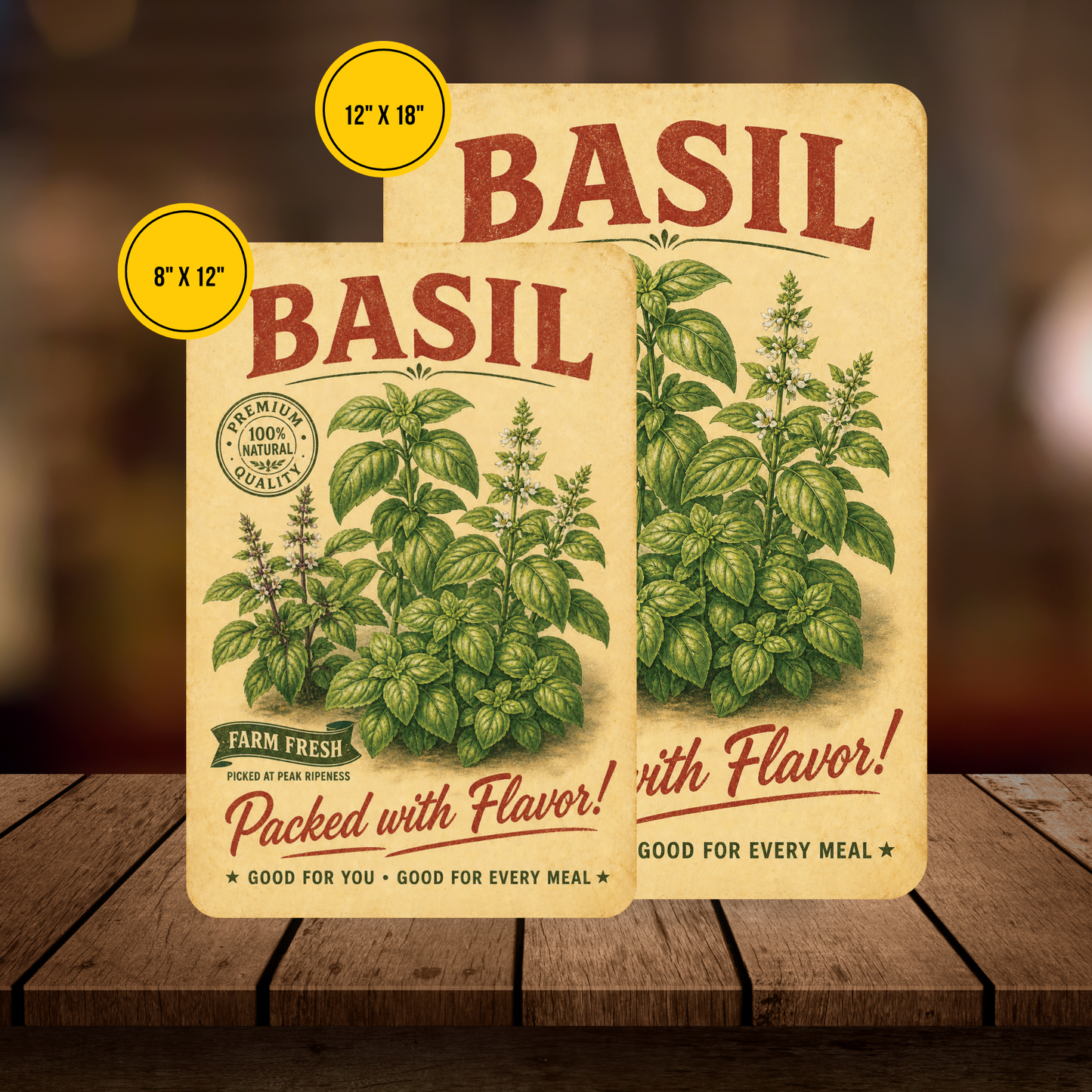 Vintage Basil Farm Fresh Aluminum Sign